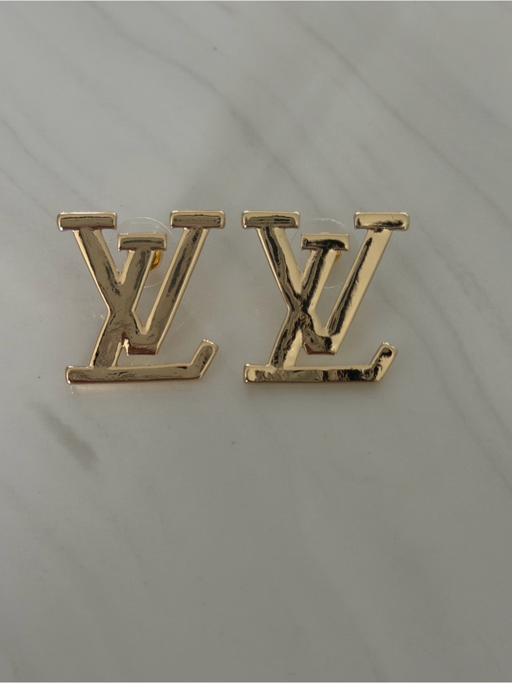 Gold Tone Logo Stud Earrings - Women's Jewelry